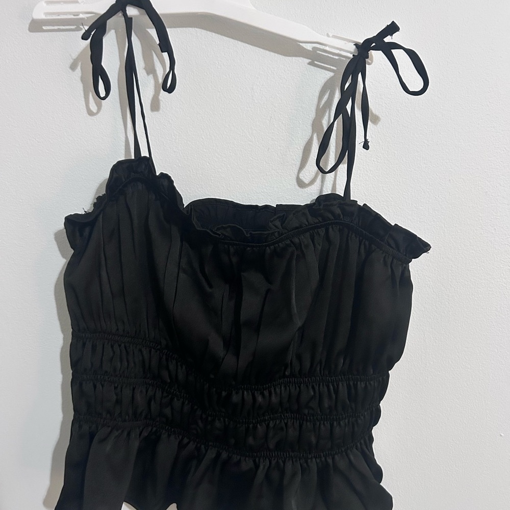 Trixxi Black Camisole with Adjustable Tie Straps